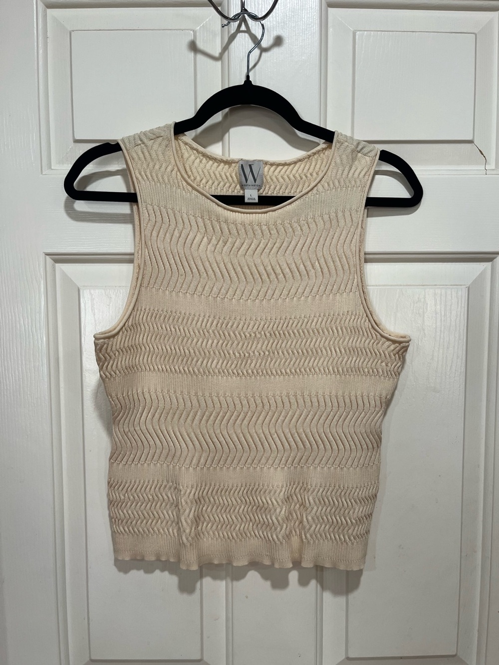 Worthington Cream Cable-Knit Crew Neck Sweater
